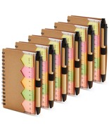 6 Pack Kraft Paper Spiral Notepad With Pen And Sticky Notes, Lined, Colo... - £29.88 GBP