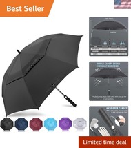 Luxury Black 62-Inch Golf Umbrella - Heavy Duty, Automatic Open, Wind Re... - $728.59 MXN