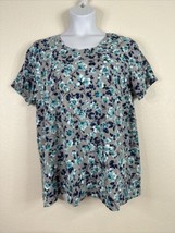 Woman Within Plus Size 1X (22/24) Gray/Blue Floral T-shirt Short Sleeve - $18.49