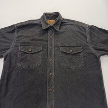 St John's Bay Men's Black Heavyweight Long Sleeve Cotton Shirt Pockets Sz Medium image 10