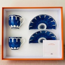 Hermes Bleus d&#39;Ailleurs Demitasse Cup and Saucer 2 set blue espresso cof... - £736.11 GBP
