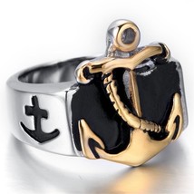 Trendy 316L Stainless Steel, Nautical / Maritime / Naval / Anchor Themed Ring - £16.07 GBP