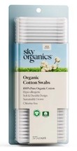 NEW Sky Organics 100% Pure Organic Cotton Swabs, Qty 375 Hypo Allergenic Soft - £6.29 GBP