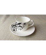 Dunoon Musical Notes Espresso Cup &amp; Saucer, Caroline Dadd &#39;Ebony&#39; Design - $462.19 MXN