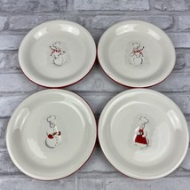 Williams Sonoma Set Of 4 Snowman Chef Appetizer Dessert Bread Plates 6 I... - $23.35