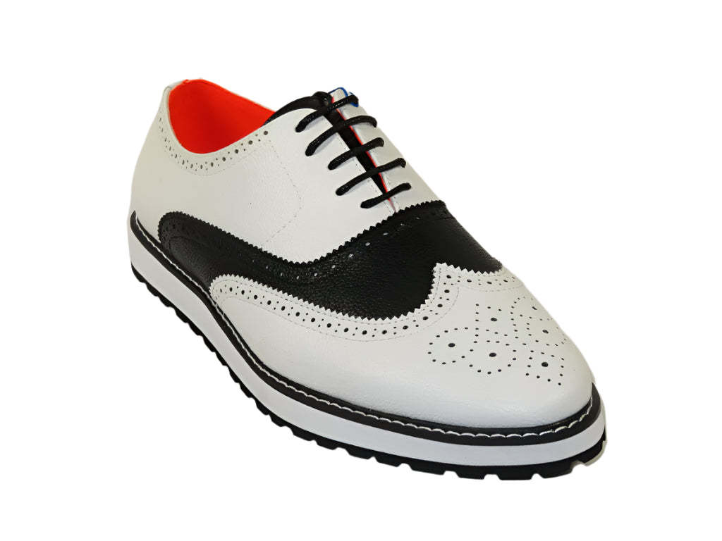 Men&#39;s Shoes The Priority L TAYNO Leather Wingtip Dressy Sneaker White/Black - $75.00