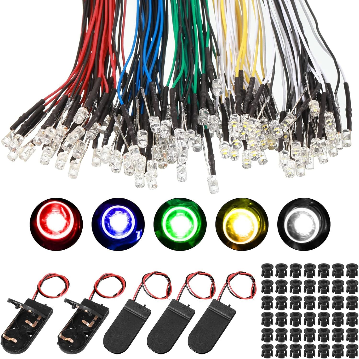 Riakrum 220 Pcs 12V Led Lights Kit, 100 Pcs Emitting Diodes, Multicolore... - $31.95