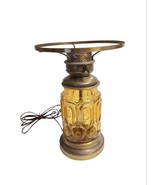 Vintage LE Smith Glass Amber Moon &amp; Stars Electric Hurricane Lamp Base N... - £52.93 GBP