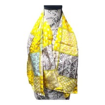 Vintage Paisley Yellow Bohemian Scarf Boho Chic Color Block Patchwork 42.5” X15” - £17.46 GBP