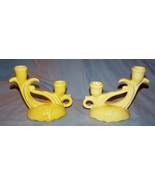 Vintage Camark Pottery  Yellow Double Candleholders-5 1/2 inches tall - $458.64 MXN