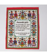 Vintage Peasants Grill Austrian Tea Towel German Recipe Dutch Print 18 x 23 - £21.88 GBP