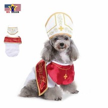 Cute Funny Pope Dog Puppy Cat Costume Halloween Clothes Dress Up Hat Cosplay- L - £10.33 GBP