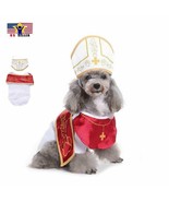 Cute Funny Pope Dog Puppy Cat Costume Halloween Clothes Dress Up Hat Cos... - £10.29 GBP