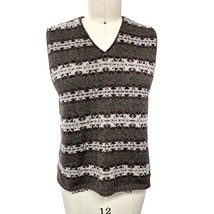 Vtg 80s 90s Eddie Bauer 100% Wool Sweater Vest Green/ Pink Fair Isle Wom... - $33.66
