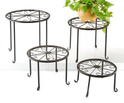 Nestable Plant Stands Set of 4 Metal with Curved Feet Black Matte Finsh image 2