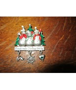 Vintage AJMC Christmas Brooch/Pin &quot;Friends Make Christmas Special&quot; Snowmen - $6.85 CAD