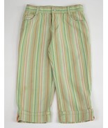 THE CHILDRENS PLACE GIRLS 8 CAPRI CROPPED PANTS GREEN STRIPED STRIPES TCP - £7.50 GBP