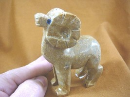 (Y-RAM-402) Tan Gray Bighorn Sheep Ram Carving Stone Gemstone Soapstone Figurine - £16.86 GBP