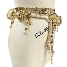 RARE Mary Frances Beaded Gold Lace Belt/Scarf/Necklace Metallic Mesh 68&quot;... - $175.38