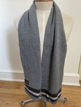 NWT Nautica Gray Stripe Rib Knit Acrylic Scarf Muffler 8.5x65 - $20.90