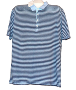 120% Lino Men&#39;s Blue Stripes Linen Styled Italy Casual Polo Shirt Size 2XL - £100.89 GBP