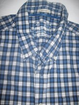 OLD NAVY FITTED MENS LS BLUE PLAID SHIRT-XL-GENTLY WORN-100% COTTON-GREAT - $7.69