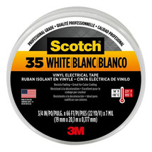 Scotch Professional Electrical Tape, White, 3/4 in. X 66 ft. X 7 mil 1 Roll - £9.78 GBP