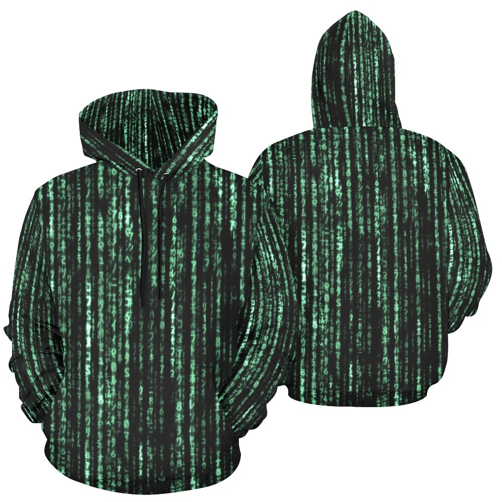 Men's Matrix Computer Coding All Over Print Hoodie (USA Size)