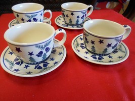 Outstanding Set of 4 &quot;Wiza&quot; CUPS &amp; SAUCERS  Hand Made in Poland  - $37.21