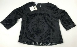 New Rsvp By Talbot&#39;s Black Velour CUT-OUT Women&#39;s Blouse Top Petite Small Ps Nwt - £21.64 GBP