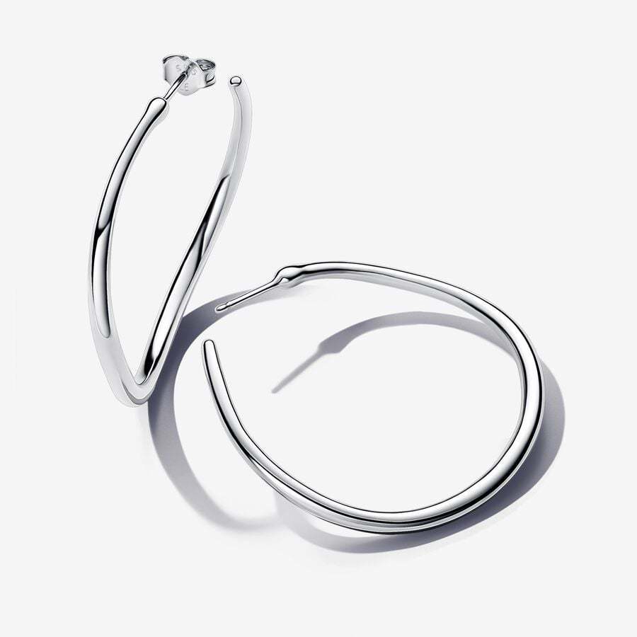 Essence Sterling silver Organically Shaped 42 mm Open Hoop Earrings 293299C00