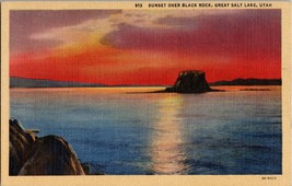Sunset Over Black Rock Great Salt Lake Utah Vintage Postcard (C11) - £5.84 GBP