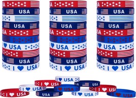 40Pcs American Flag Silicone Bracelet - £28.19 GBP
