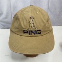 Ping Golf Cap Hat Tan Strap Back Made In USA Embroidered Play Your Best - £16.59 GBP