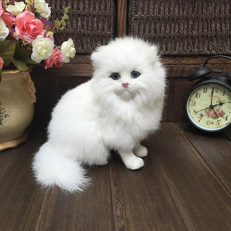 1Pc Simulation Persian Cat Toy Animal Model Cute Persian Cat Realistic Plush Toy - £19.78 GBP