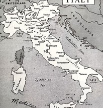 Map Of Italy Italian Peninsula Europe 1940s Print History Mediterranean ... - £23.20 GBP