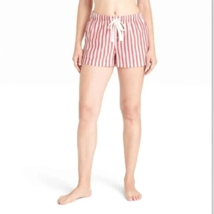 Women&#39;s Stripe Flannel Pajama / Lounge Shorts ~ STARS ABOVE (Size L) RED... - $9.94