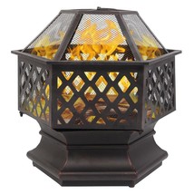Wood Burning Fire Pit Outdoor Heater Backyard Patio Stove Fireplace Back... - £95.11 GBP