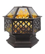 Wood Burning Fire Pit Outdoor Heater Backyard Patio Stove Fireplace Back... - £85.04 GBP