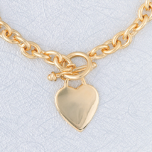 Heart Tag Thick Chain Link Necklace Gold - £12.10 GBP