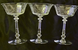 Heisey Orchid Champagne Glasses (3) Etched 61/8&quot; x -4-1/8&quot; Wide - $29.00