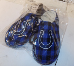 Colts Logo Blue Plaid Slide-On Slippers House Shoes Mens Size 7-8 - $24.48