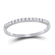 14k White Gold Slender Diamond Womens Wedding Anniversary Band Stackable Size 9 - £171.22 GBP