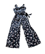 CHARTER CLUB Cotton Navy Floral-Print Jumpsuit Smocked Back Womens Size ... - $44.43 CAD