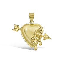 Heart Arrow Dripping Pendant 10k Yellow Gold Charm 1.3&quot; - £253.67 GBP