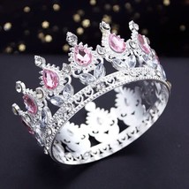 Small Size Crown | Gold round crown | Bridal Crown | Silver White Crystal Crown  - £41.76 GBP