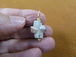 CR504-106 5/8&quot; Fairy Stone gold wire Pendant CHRISTIAN CROSS Staurolite ... - £14.81 GBP