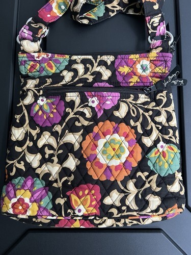 Vera Bradley Midnight Wildflowers Suzani Hipster Crossbody Bag - See Pictures Item image 4