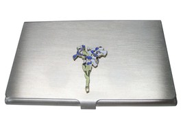 Violet and White Toned Iris Flower Business Card Holder - £31.96 GBP