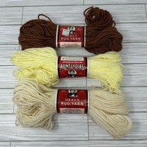 Aunt Lydias Heavy Rug Yarn Mixed Lot 420 Brown 505 LT Yellow 905 Natural 70 Yd - £11.81 GBP